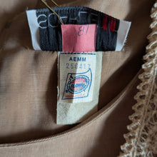 Load image into Gallery viewer, 90s Vintage Tan Layered Dress With Attached Lace Vest