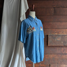 Load image into Gallery viewer, 90s Vintage Embroidered Birdhouse Denim Shirt