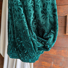 Load image into Gallery viewer, 90s Vintage Emerald Green Embossed Velour Jacket