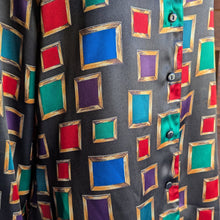 Load image into Gallery viewer, 90s Vintage Satin Long Sleeve Jewel Tone Blouse