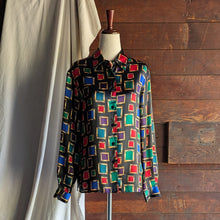Load image into Gallery viewer, 90s Vintage Satin Long Sleeve Jewel Tone Blouse