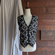 Load image into Gallery viewer, 90s Vintage Black Embroidered Lattice Vest