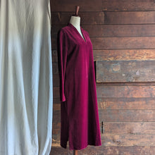 Load image into Gallery viewer, 80s Vintage Dark Red Velour Midi Dress