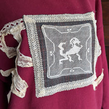 Load image into Gallery viewer, Upcycled Red 'Chimera Crest' Patched Sweatshirt