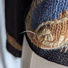 Load image into Gallery viewer, 90s Vintage Cropped Black and Brown Cardigan