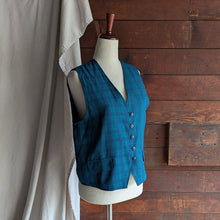 Load image into Gallery viewer, 90s Vintage Teal Plaid Vest