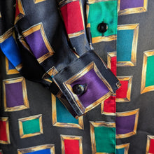 Load image into Gallery viewer, 90s Vintage Satin Long Sleeve Jewel Tone Blouse