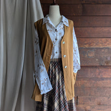 Load image into Gallery viewer, 70s Vintage A-line Brown & Black Plaid Pleated Wool Midi Skirt