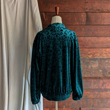 Load image into Gallery viewer, 90s Vintage Emerald Green Embossed Velour Jacket