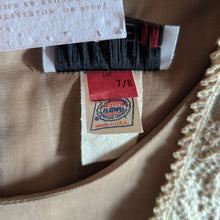 Load image into Gallery viewer, 90s Vintage Tan Layered Dress With Attached Lace Vest