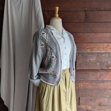 Load image into Gallery viewer, 90s Vintage Grey and Pink Hand Knit Cardigan