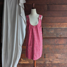 Load image into Gallery viewer, 90s Vintage Red Plaid Gingham Overall Pinafore Dress