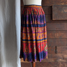 Load image into Gallery viewer, 90s Vintage Bright Multicolored Rayon Midi Skirt