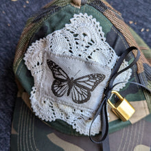 Load image into Gallery viewer, Upcycled Butterfly and Lock Camo Baseball Hat
