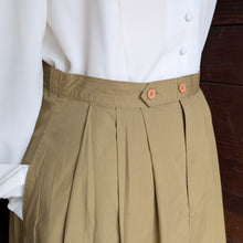 Load image into Gallery viewer, 90s Vintage Pleat-Front Khaki Safari Midi Skirt