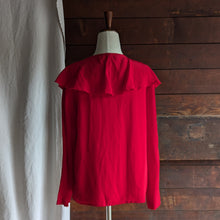 Load image into Gallery viewer, 80s Vintage Red Ruffled Silk Blouse