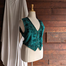 Load image into Gallery viewer, 90s Vintage Emerald Green Beaded Velveteen Vest