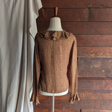 Load image into Gallery viewer, 90s Vintage Silk Brown Ruffled Blouse