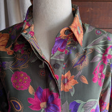 Load image into Gallery viewer, 90s Vintage Olive Floral Paisley Blouse