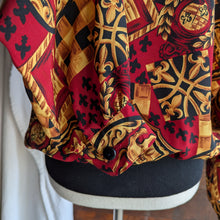 Load image into Gallery viewer, 80s/90s Vintage Red Heraldry Print Blouse