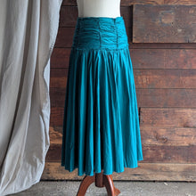 Load image into Gallery viewer, Y2K Vintage Teal Crinkled Cotton Midi Skirt