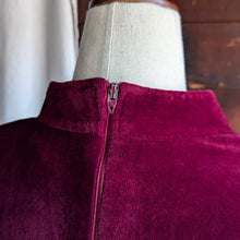 Load image into Gallery viewer, 80s Vintage Dark Red Velour Midi Dress