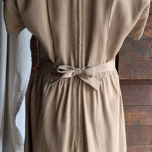 Load image into Gallery viewer, 90s Vintage Tan Layered Dress With Attached Lace Vest