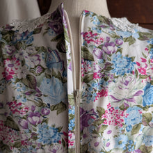 Load image into Gallery viewer, 80s/90s Vintage Blue Floral Midi Puff Sleeve Dress