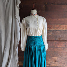 Load image into Gallery viewer, Y2K Vintage Teal Crinkled Cotton Midi Skirt