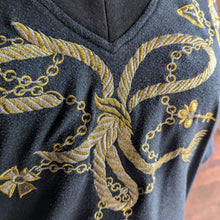 Load image into Gallery viewer, 90s Vintage Plus Size Black & Gold Embroidered Top