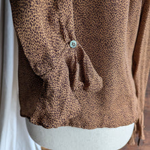 Load image into Gallery viewer, 90s Vintage Silk Brown Ruffled Blouse
