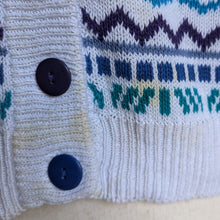 Load image into Gallery viewer, 90s Vintage Cropped White and Blue Cardigan