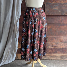 Load image into Gallery viewer, 90s Vintage Brown Floral Rayon Skirt