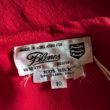 Load image into Gallery viewer, 80s Vintage Red Ruffled Silk Blouse