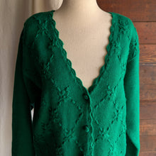 Load image into Gallery viewer, 90s Vintage Embroidered Green Cardigan