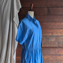 Load image into Gallery viewer, 90s Vintage Blue Shortsleeve Maxi Shirtdress