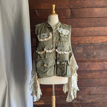 Load image into Gallery viewer, Upcycled 'Fishing Net' Lace-Trimmed Fishing Vest