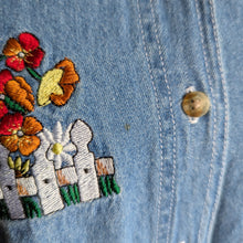 Load image into Gallery viewer, 90s Vintage Embroidered Birdhouse Denim Shirt