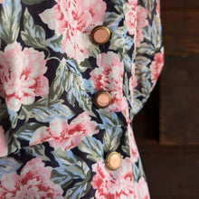 Load image into Gallery viewer, 80s Vintage Dark Floral Polyester Top