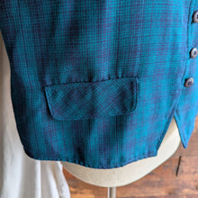 Load image into Gallery viewer, 90s Vintage Teal Plaid Vest