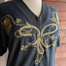 Load image into Gallery viewer, 90s Vintage Plus Size Black & Gold Embroidered Top