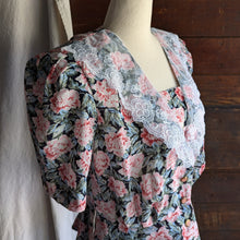 Load image into Gallery viewer, 80s Vintage Dark Floral Polyester Top