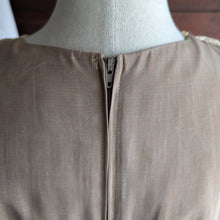 Load image into Gallery viewer, 90s Vintage Tan Layered Dress With Attached Lace Vest