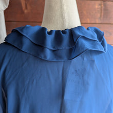 Load image into Gallery viewer, 80s Vintage Sheer Blue Ruffled Blouse