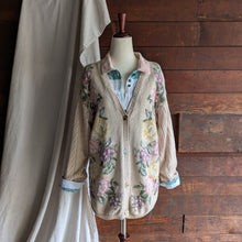 Load image into Gallery viewer, 90s Vintage Cream Embroidered Floral Cardigan