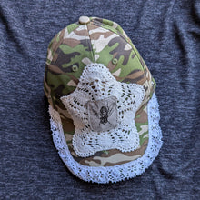 Load image into Gallery viewer, Upcycled Lace and Fly Patch Camo Baseball Hat