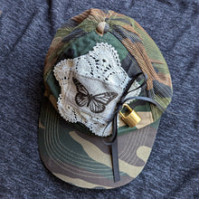 Load image into Gallery viewer, Upcycled Butterfly and Lock Camo Baseball Hat