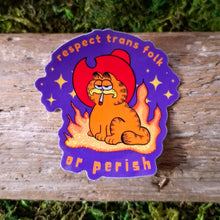 Load image into Gallery viewer, "Respect Trans Folks or Perish" Vinyl Sticker