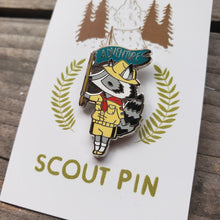 Load image into Gallery viewer, Raccoon Scout Enamel Pin