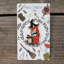 Load image into Gallery viewer, Magical Fox in a Witch Hat enamel pin
